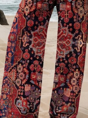 Vintage Baggy Geometric High Waist Full Length Chinos - Image 3