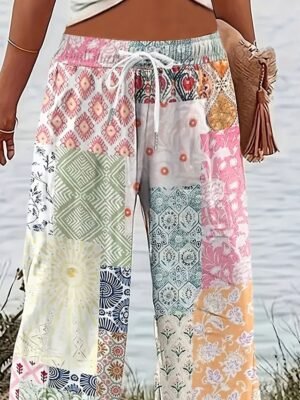 Vintage Baggy Geometric High Waist Full Length Chinos - Image 3