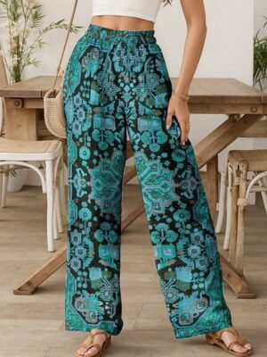 Vintage Baggy Geometric High Waist Full Length Chinos - Image 4