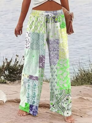 Vintage Baggy Geometric High Waist Full Length Chinos - Image 6