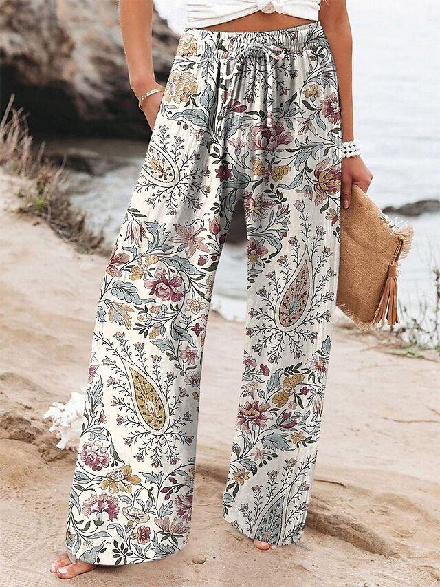 Vintage Baggy Graphic High Waist Full Length Chinos - Image 1