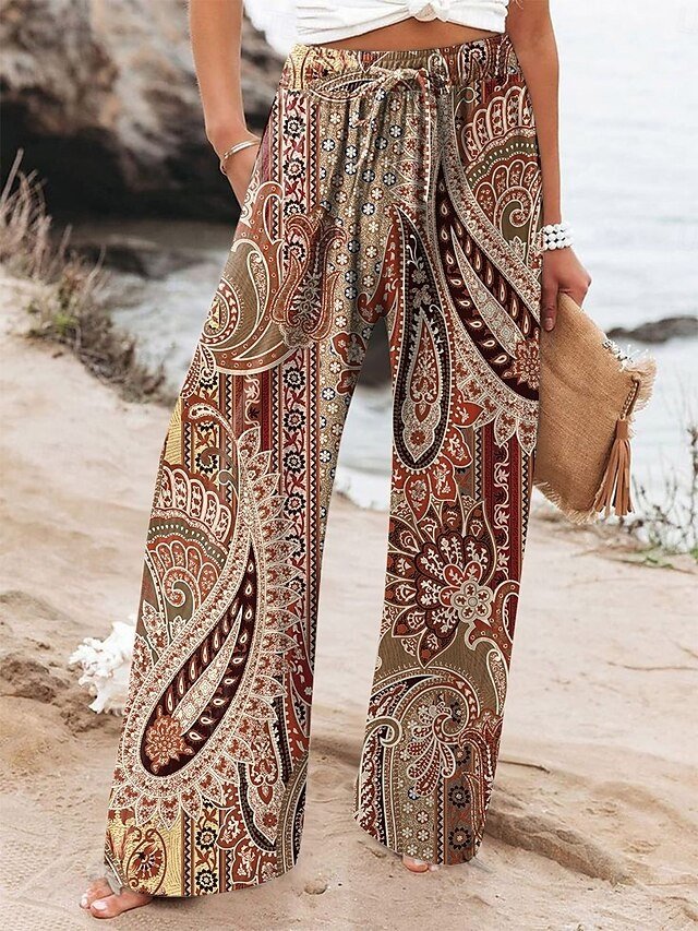 Vintage Baggy Graphic High Waist Full Length Chinos - Image 2