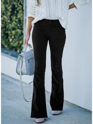 Vintage Bootcut Plain Medium Waist Full Length Trousers - Image 1
