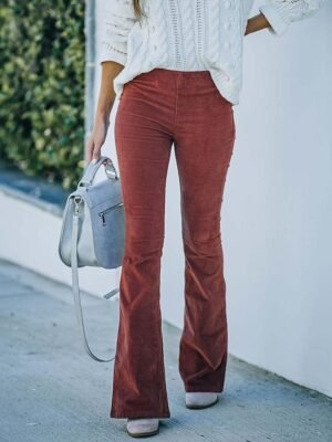 Vintage Bootcut Plain Medium Waist Full Length Trousers - Image 4