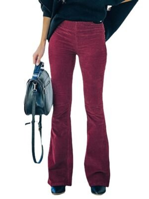 Vintage Bootcut Plain Medium Waist Full Length Trousers - Image 5