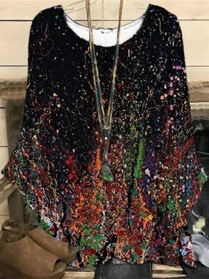 Vintage Casual Floral Crew Neck Long Sleeve Regular Blouse - Image 3