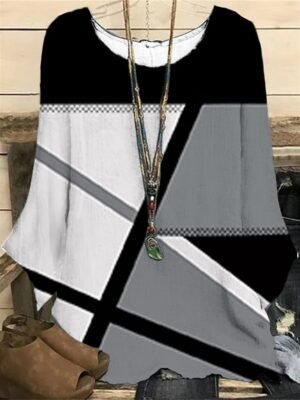 Vintage Casual Floral Crew Neck Long Sleeve Regular Blouse - Image 5