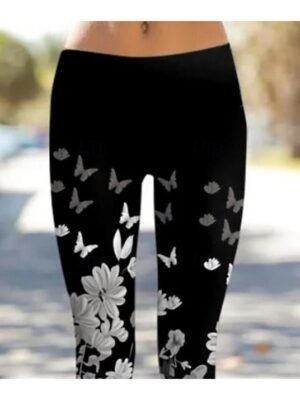 Vintage Casual High Waist Floral Full Length Leggings - Image 2