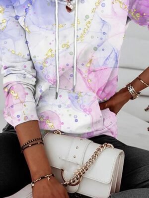 Vintage Casual Loose Floral Drawstring Long Sleeve Hoodie - Image 8