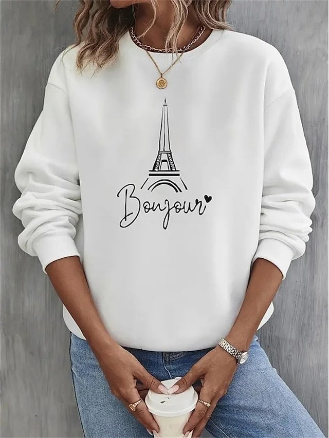 Vintage Casual Loose Graphic Round Neck Long Sleeve Sweatshirt - Image 1