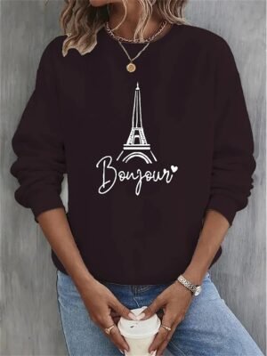 Vintage Casual Loose Graphic Round Neck Long Sleeve Sweatshirt - Image 3