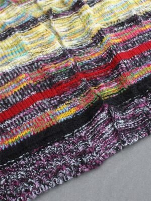 Vintage Casual Open Front Rainbow Long Sleeve Cardigan - Image 5