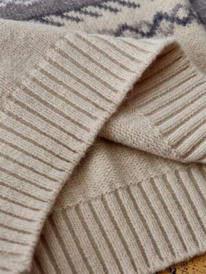 Vintage Casual Soft Geometric V Neck Long Sleeve Regular Jumper - Image 3
