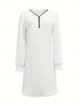 Vintage Casual V Neck Long Sleeve Mini Dress - Image 4
