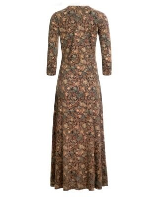Vintage Ethnic Floral V Neck Long Sleeve Maxi Dress - Image 2