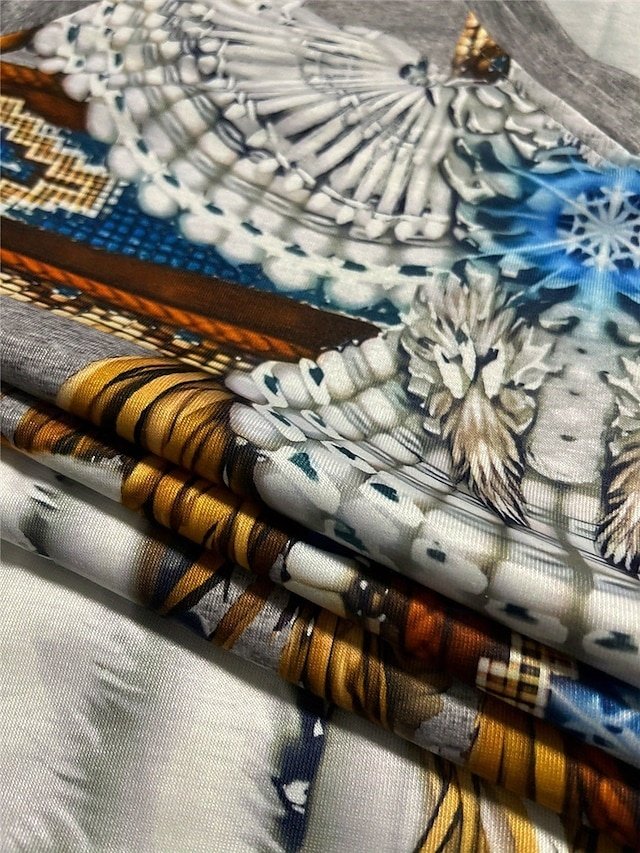 Vintage Ethnic Regular Crew Neck Long Sleeve Tee - Image 10