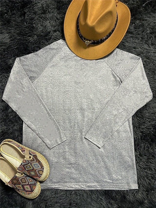 Vintage Ethnic Regular Crew Neck Long Sleeve Tee - Image 12