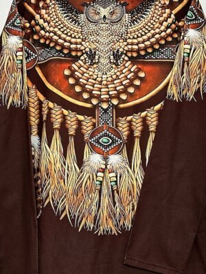 Vintage Ethnic Regular Crew Neck Long Sleeve Tee - Image 3