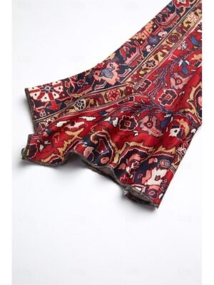 Vintage Ethnic Regular Floral V Neck 3/4 Sleeve Henley Shirt - Image 16