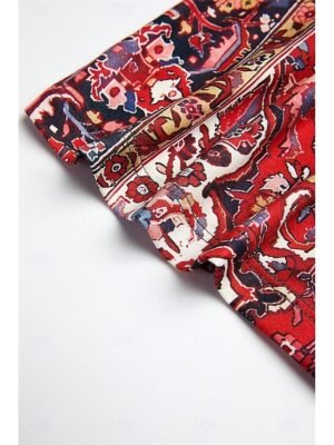 Vintage Ethnic Regular Floral V Neck 3/4 Sleeve Henley Shirt - Image 18