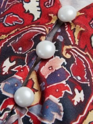 Vintage Ethnic Regular Floral V Neck 3/4 Sleeve Henley Shirt - Image 5