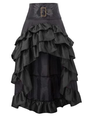 Vintage Gothic Asymmetric Ruffle Maxi Skirt - Image 1