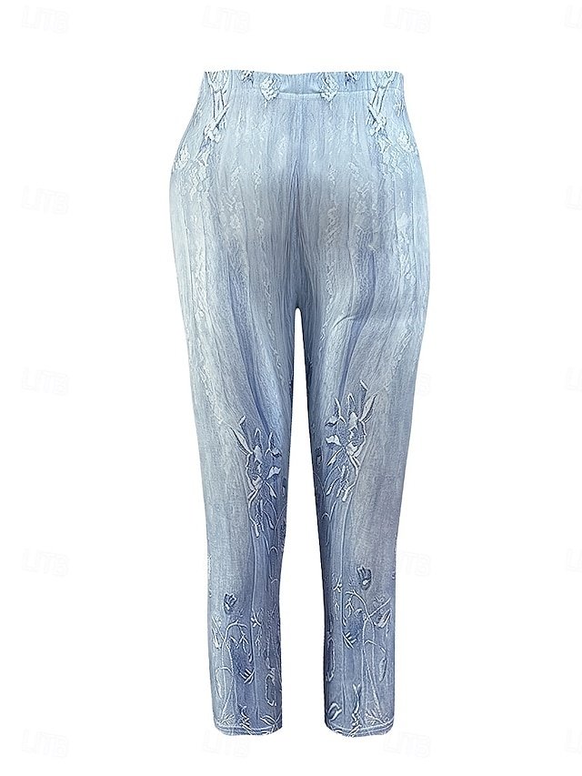 Vintage High Waist Floral 3D Print Capri Leggings - Image 2