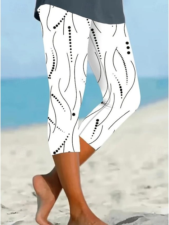 Vintage High Waist Floral Capri Leggings - Image 1