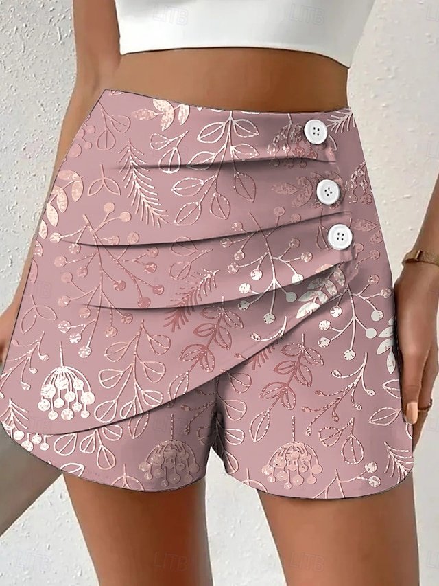 Vintage High Waist Floral Pleated Chinos Shorts - Image 1