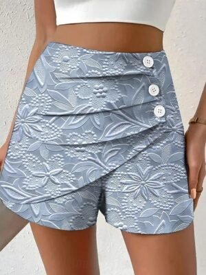 Vintage High Waist Floral Pleated Chinos Shorts - Image 15