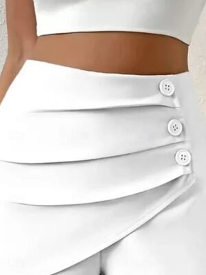 Vintage High Waist Floral Pleated Chinos Shorts - Image 6