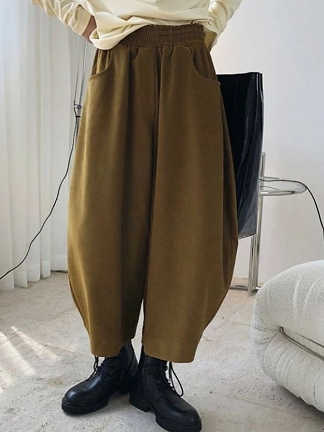Vintage High Waist Solid Colour Cropped Ankle-Length Bloomers - Image 1