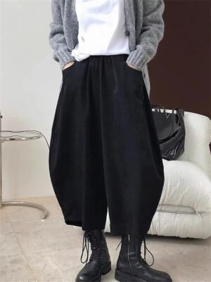 Vintage High Waist Solid Colour Cropped Ankle-Length Bloomers - Image 3