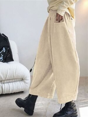 Vintage High Waist Solid Colour Cropped Ankle-Length Bloomers - Image 5