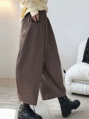 Vintage High Waist Solid Colour Cropped Ankle-Length Bloomers - Image 6