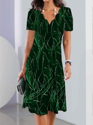 Vintage Loose Fit Sweetheart Short Sleeve Mini Dress - Image 1