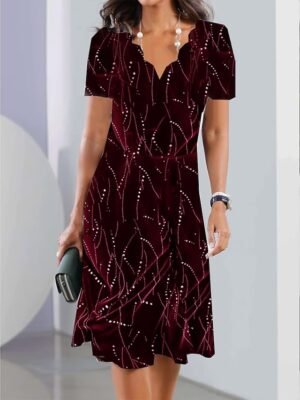 Vintage Loose Fit Sweetheart Short Sleeve Mini Dress - Image 2