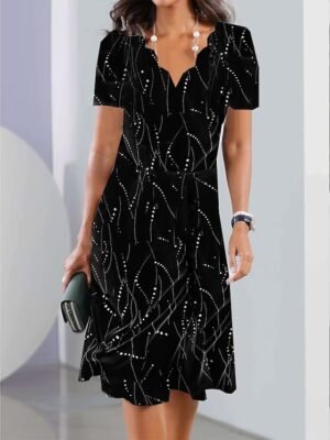 Vintage Loose Fit Sweetheart Short Sleeve Mini Dress - Image 3