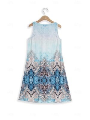 Vintage Loose Floral Crew Neck Sleeveless Mini Sundress - Image 10