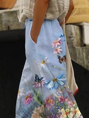 Vintage Loose Floral High Waist Ankle-Length Chinos - Image 2