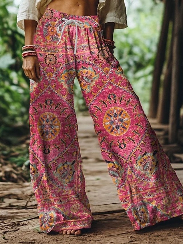 Vintage Loose Floral High Waist Full Length Chinos - Image 1