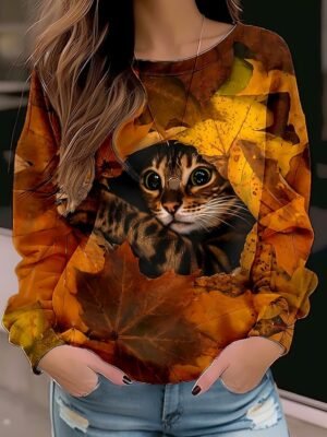 Vintage Loose Floral Round Neck Long Sleeve Sweatshirt - Image 4