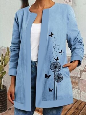 Vintage Loose Floral Square Neck Long Sleeve Spring Jacket - Image 12