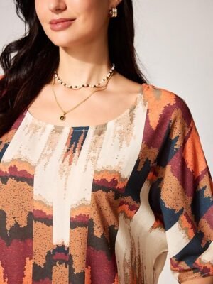 Vintage Loose Graphic Crew Neck Short Sleeve Dolman Blouse - Image 11