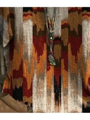 Vintage Loose Graphic Crew Neck Short Sleeve Dolman Blouse - Image 3