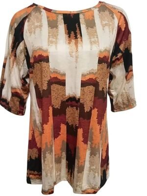 Vintage Loose Graphic Crew Neck Short Sleeve Dolman Blouse - Image 6