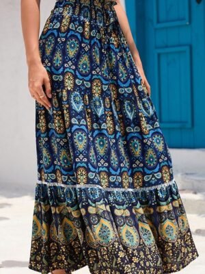 Vintage Loose Graphic Maxi Pleated Skirt - Image 2