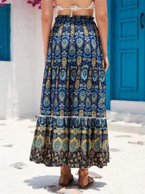 Vintage Loose Graphic Maxi Pleated Skirt - Image 6