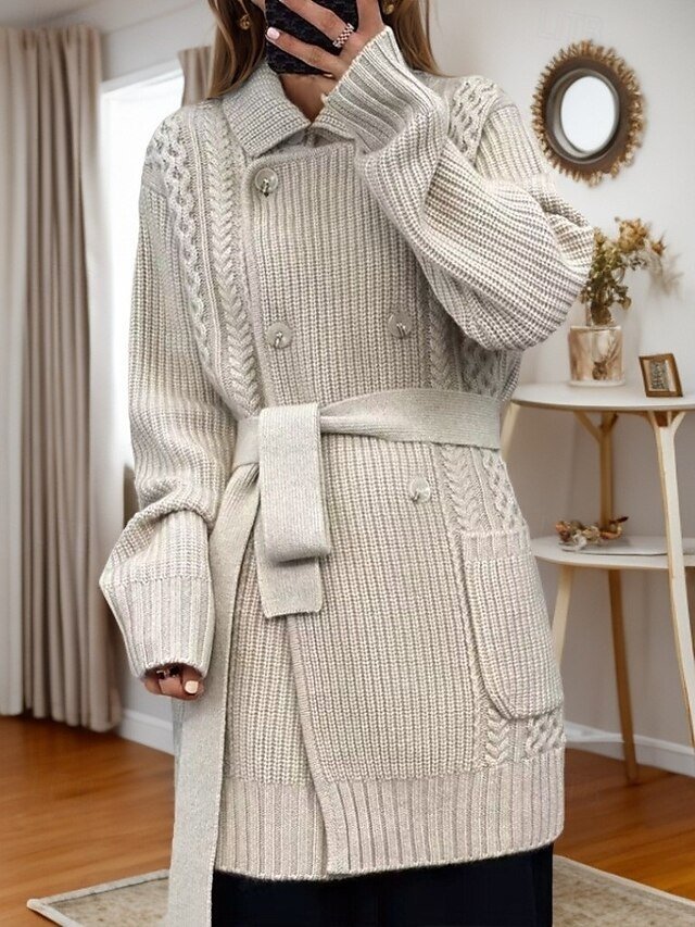 Vintage Loose Pure Colour Shirt Collar Long Sleeve Cardigan - Image 2