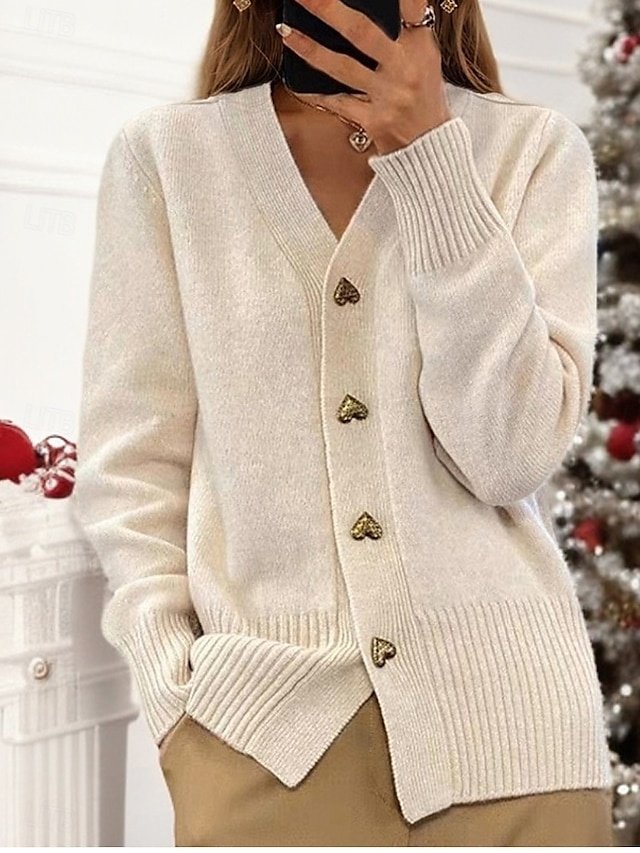 Vintage Loose Solid Colour Button Long Sleeve Summer Sweater Coat - Image 5